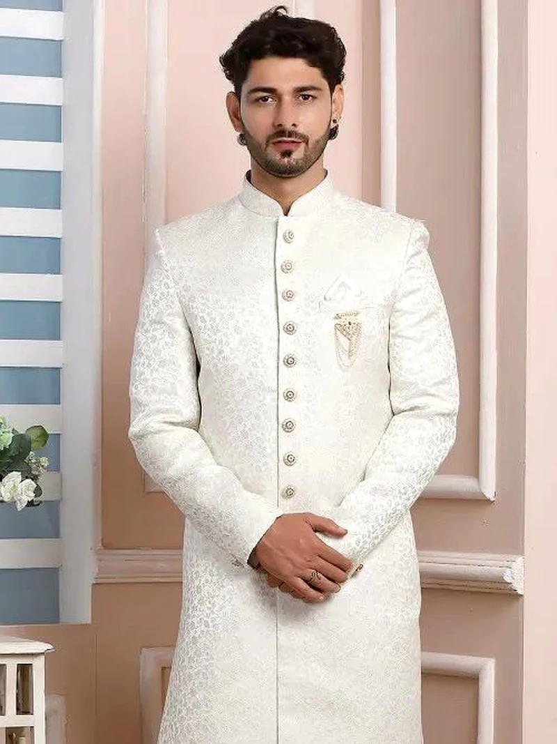 Jacquard Sherwani Fabric – Jinal Collection